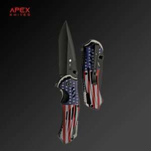 8” American Flag Assisted Open EDC Folding Knife, Red/White/Blue