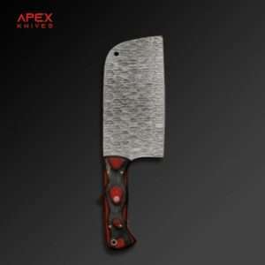 Handcrafted Cleaver Knife with Red Handle